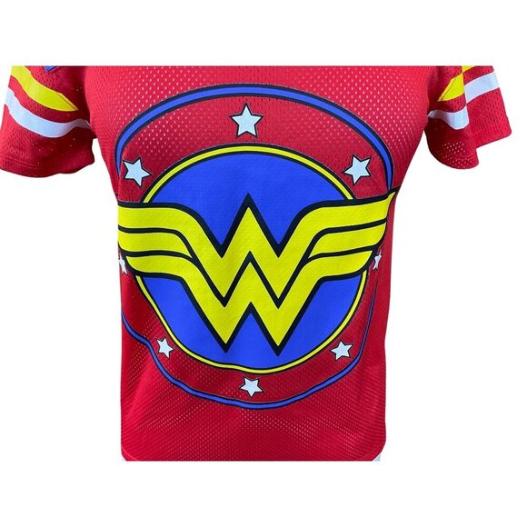 DC Comics Originals Wonder Woman Short Sleeve Mesh V-Neck Jersey Top Ladies Med - Picture 2 of 7